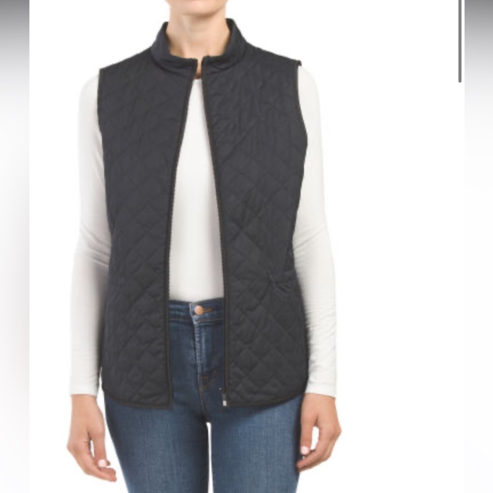 🔥🔥Lafayette 148 New York QUILTED ZIP FRONT VEST/6/navy